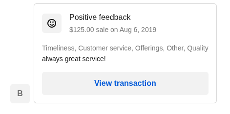 Review from customer states Always greate service!